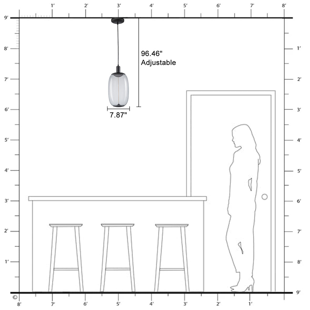 10-Watt 1-Light Modern Dimmable Integrated LED Pendant Light with Drum Shade for Kitchen Island