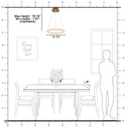 1-Light Modern Gold Metal Ring Crystal Integrated LED Pendant Light Dimmable Chandelier for Dining Room
