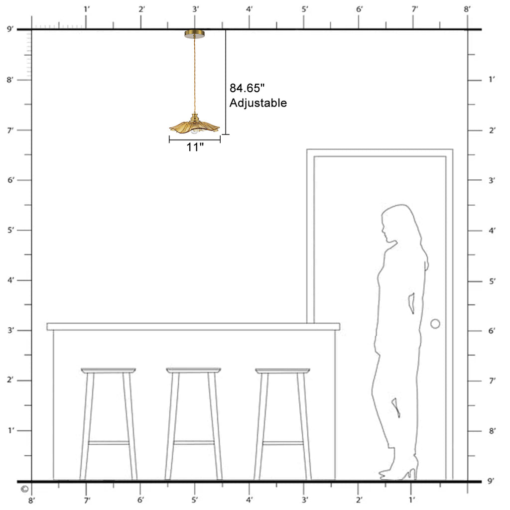 11.02 in. 1-Light Modern Pink Hanging Pendant Light with Flower Shaped Glass Shade for Bedroom, Kitchen Island