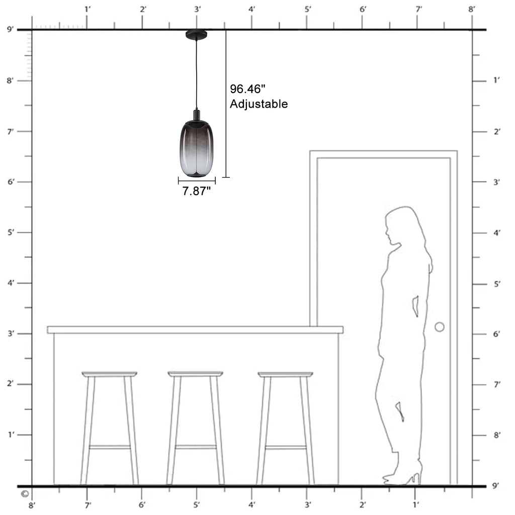 10-Watt 1-Light Modern Dimmable Integrated LED Pendant Light with Drum Shade for Kitchen Island