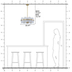 20.47 in. 5-Lights Modern Brass Metal Round Chandelier with Cloud Texture Glass for Dining Room