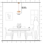 10.63 in. 1-Light Wooden Globe Hanging Pendant Light with White Glass Shade for Kitchen Island, Bedroom