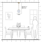 9.84 in. 8-Watt 1-Light Modern Mid-Century Brass Ring LED Pendant Light with White Globe Glass Shade