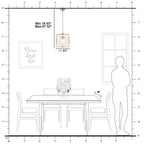 11.5 in. 1-Light Modern Copper Metal Pendant Light with Clear Crackle Globe Glass Shade for Kitchen Island, Dining Room