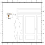 16.14 in. 2-Light Antique Gold Wall Sconce with Clouded Glass Shade, Bedroom Living Room Wall Light