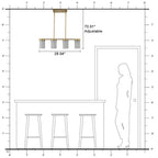 28.94 in. 4-Light Modern Copper Metal Linear Chandelier Island Pendant Light with Cylinder Glass Shades for Dining Room