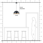 14.96 in. 1-Light Industrial Metal Black/White Dome Pendant Light with Iron Shade for Dining Rooms, Kitchens