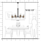 35.24 in. 16-Light Modern Luxury Black Gold Iron Chandelier Pendant Lighting with Glass Shades for Living Room, Dining