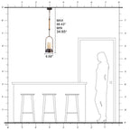 6.69 in. 1-Light Vintage Industrial U-Shaped Iron Pendant Light with Natural Onyx Shade