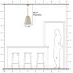1-Light Modern Gold Bell Shaped Chandelier Hanging Light with Champagne-Colored Glass Shade for Dining Room