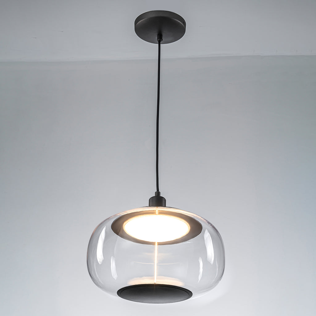 10-Watt 1-Light Modern Dimmable Integrated LED Pendant Light with Drum Shade for Kitchen Island
