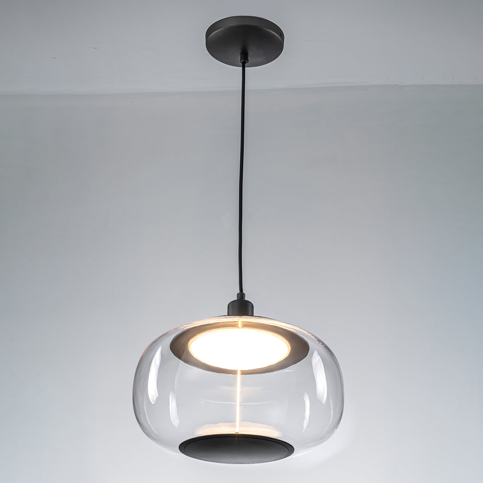 10-Watt 1-Light Modern Dimmable Integrated LED Pendant Light with Drum Shade for Kitchen Island