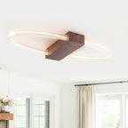 31.5 in. 1-Light Modern Brown Oval Integrated LED Flush Mount Ceiling Light Dimmable Ceiling Light