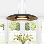 24-Watt 1 Light Modern Black Dome Dimmable LED Pendant Light Chandelier with Metal Shade for Dining Room, Kitchen Island