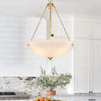 19.69 in. 4-Light Modern Farmhouse Gold Metal Bowl Island Pendant Light with White Glass Shade for Kitchen