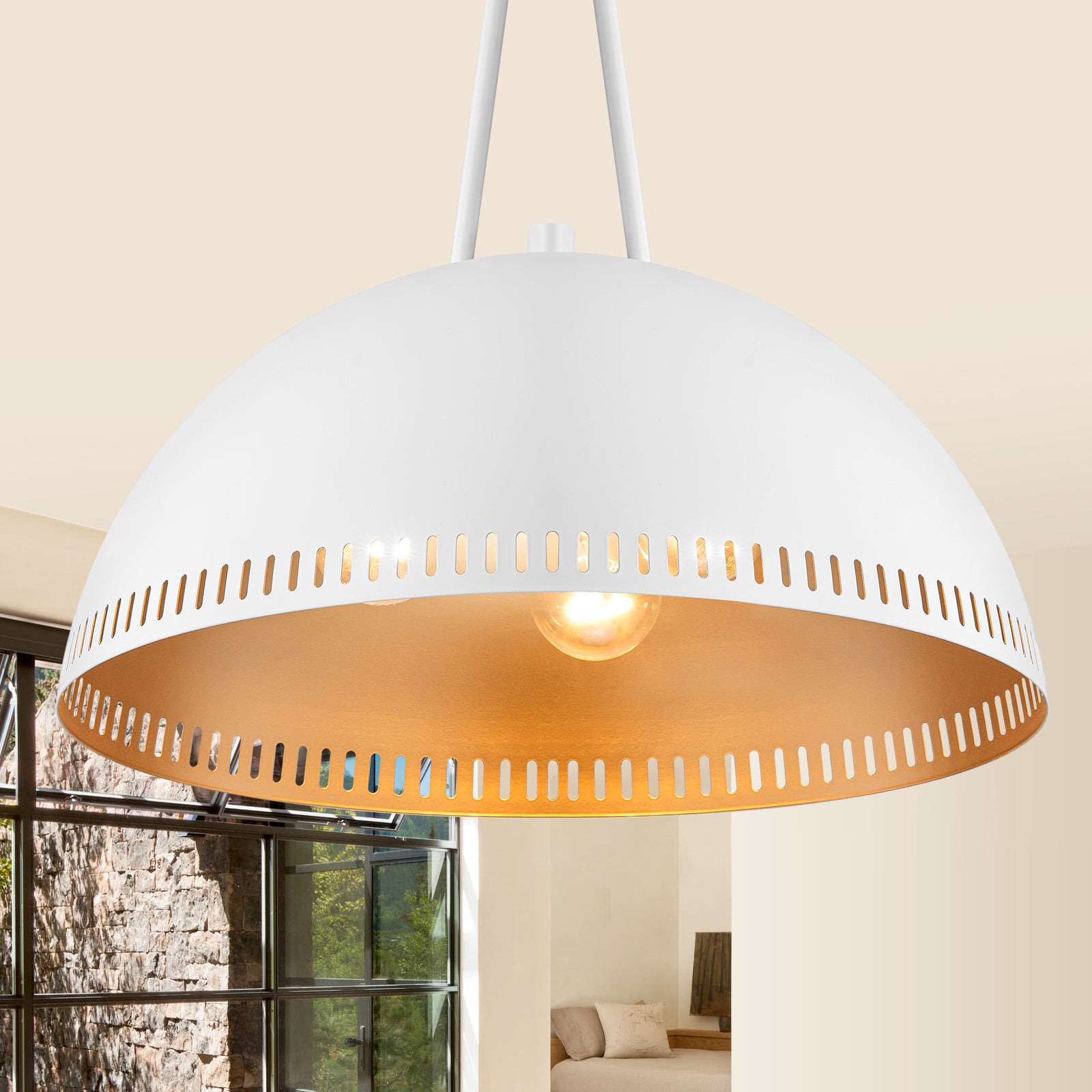 15.75 in. 3-Light Vintage Industrial Metal Dome Pendant Light Chandelier with Iron Shade for Kitchen, Dining