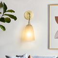 6 in. 1-Light Modern Brass Wall Sconce with Bell Frosted Glass Shade for Bedroom, Living Room, Hallway