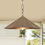 14.76 in. 60-Watt 1-Light Vintage Bronze Island Pendant Light with Cone Iron Shade for Kitchen, Dining Room