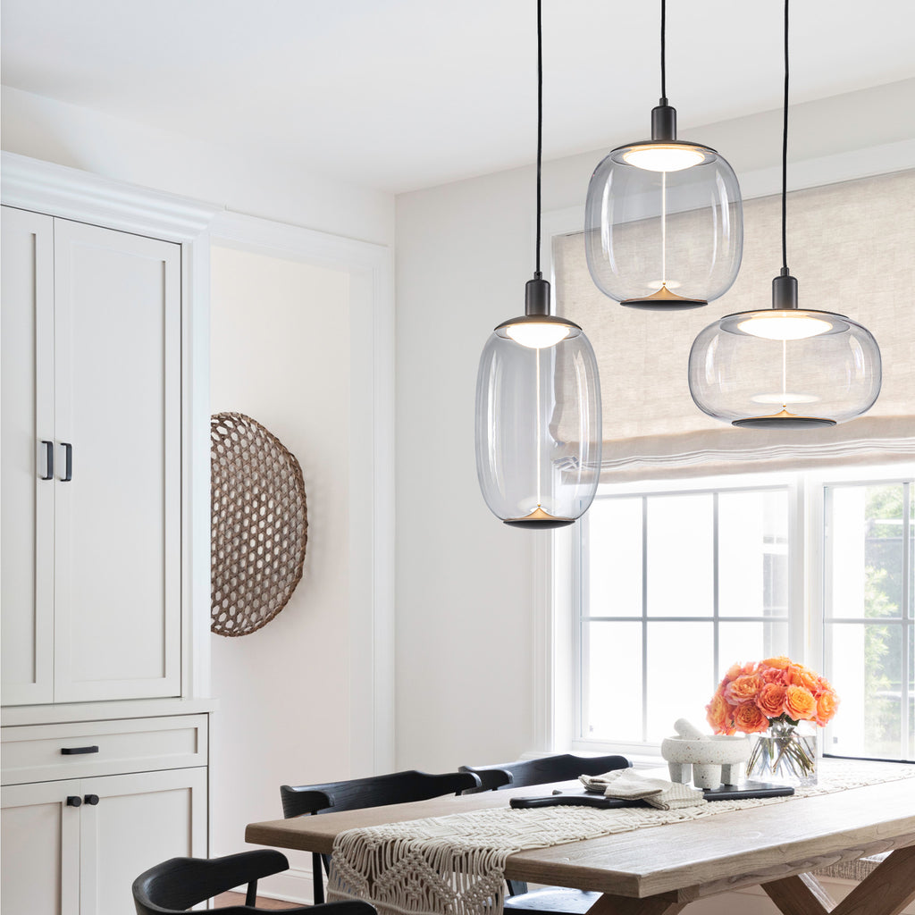 10-Watt 1-Light Modern Dimmable Integrated LED Pendant Light with Drum Shade for Kitchen Island