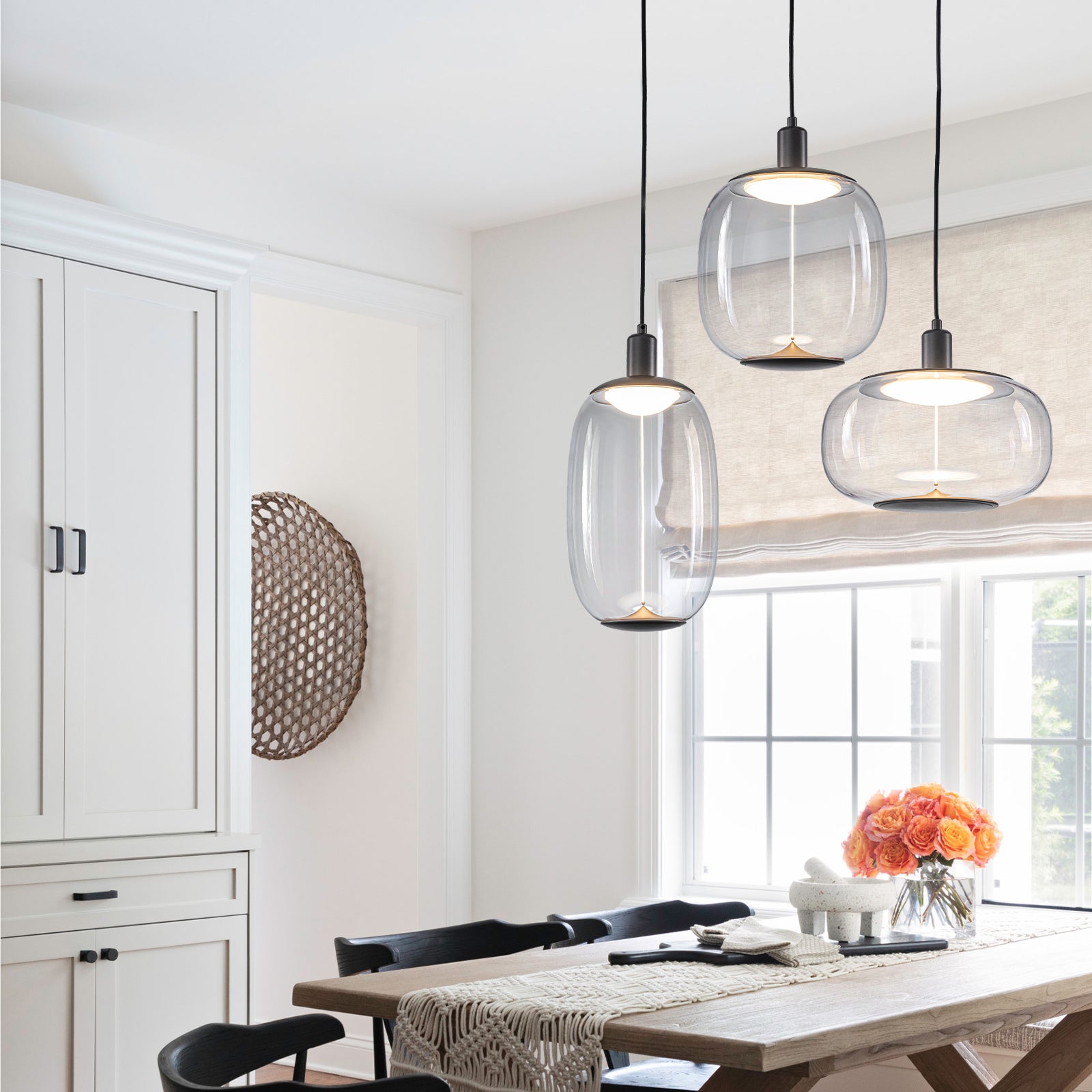 10-Watt 1-Light Modern Dimmable Integrated LED Pendant Light with Drum Shade for Kitchen Island