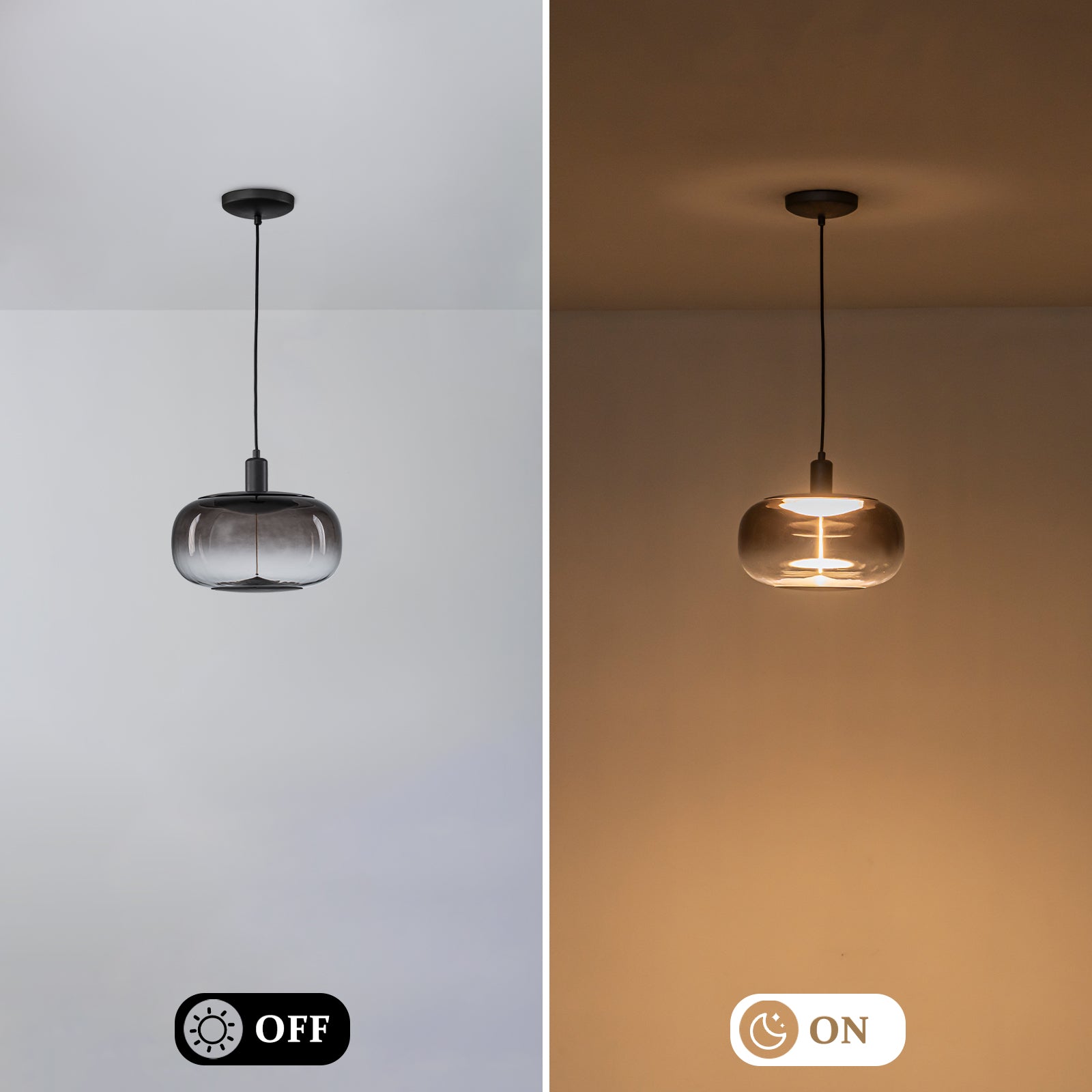 10-Watt 1-Light Modern Dimmable Integrated LED Pendant Light with Drum Shade for Kitchen Island