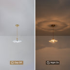 11.02 in. 1-Light Modern Pink Hanging Pendant Light with Flower Shaped Glass Shade for Bedroom, Kitchen Island