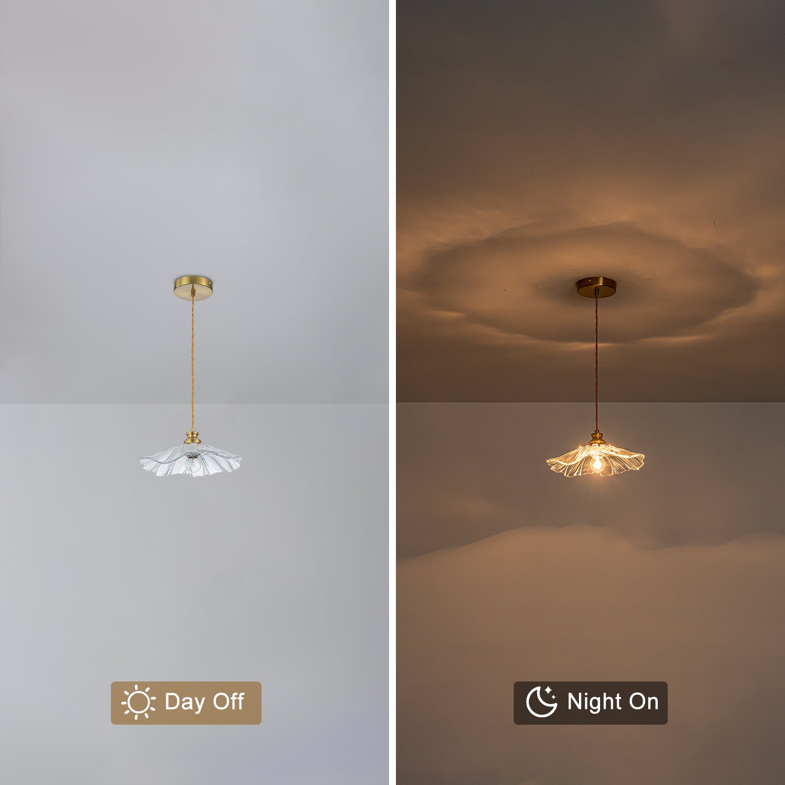 11.02 in. 1-Light Modern Pink Hanging Pendant Light with Flower Shaped Glass Shade for Bedroom, Kitchen Island