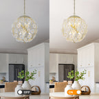 6-Light Modern Metal Gold Globe Cage Chandelier with Glass Flower Shade for Living Room, Dining, Bedroom