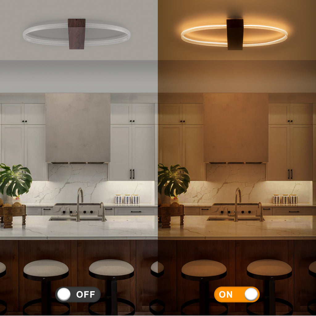 31.5 in. 1-Light Modern Brown Oval Integrated LED Flush Mount Ceiling Light Dimmable Ceiling Light