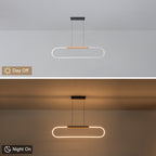 47.24 in. 1-Light Modern Black Linear Integrated LED Pendant Light Fixture with Wood Accent for Kitchen Island