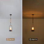 6.69 in. 1-Light Vintage Industrial U-Shaped Iron Pendant Light with Natural Onyx Shade