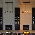 38.6 in. 4-Light Modern Black Linear Pendant Light with 2-Tier Glass Shades for Kitchen Island
