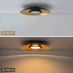 22.8 in. 1-Light Modern Industrial Black Dimmable LED Flush Mount Ceiling Light with Metal Dome Shade
