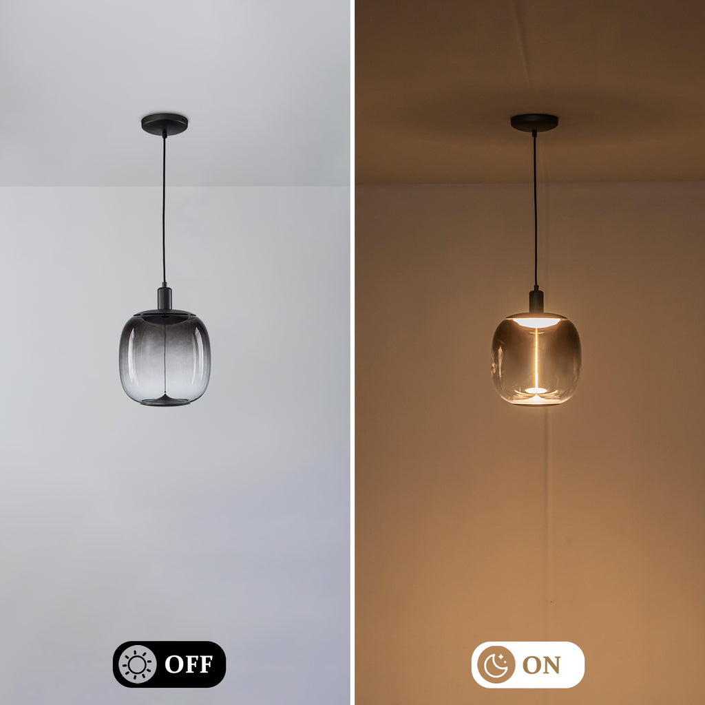 10-Watt 1-Light Modern Dimmable Integrated LED Pendant Light with Drum Shade for Kitchen Island