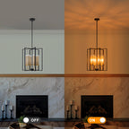 17.72 in. 6-Light Industrial Black Iron Geometric Chandelier with Clear Glass Shades for Kitchen Island Foyers Hallway