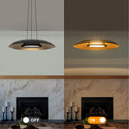 24-Watt 1 Light Modern Black Dome Dimmable LED Pendant Light Chandelier with Metal Shade for Dining Room, Kitchen Island