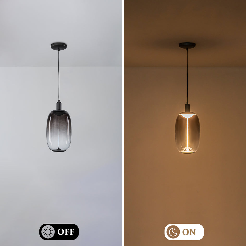 10-Watt 1-Light Modern Dimmable Integrated LED Pendant Light with Drum Shade for Kitchen Island