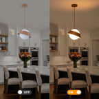 10.63 in. 1-Light Wooden Globe Hanging Pendant Light with White Glass Shade for Kitchen Island, Bedroom