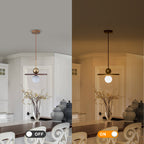 25-Watt 1-Light Modern Gold and Wood Pendant Light with White Globe Glass Shade for Bedroom