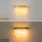14.37 in. 2-Light Modern Gold Metal Wall Sconce with Frosted Glass Shades