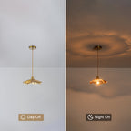 11.02 in. 1-Light Modern Pink Hanging Pendant Light with Flower Shaped Glass Shade for Bedroom, Kitchen Island