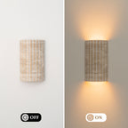 5.11 in. 1-Light Modern Semi-Cylinder Dimmable Travertine Integrated LED Wall Sconce Light for Bedroom Stair