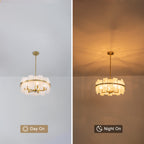20.47 in. 5-Lights Modern Brass Metal Round Chandelier with Cloud Texture Glass for Dining Room