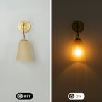 6 in. 1-Light Modern Brass Wall Sconce with Bell Frosted Glass Shade for Bedroom, Living Room, Hallway