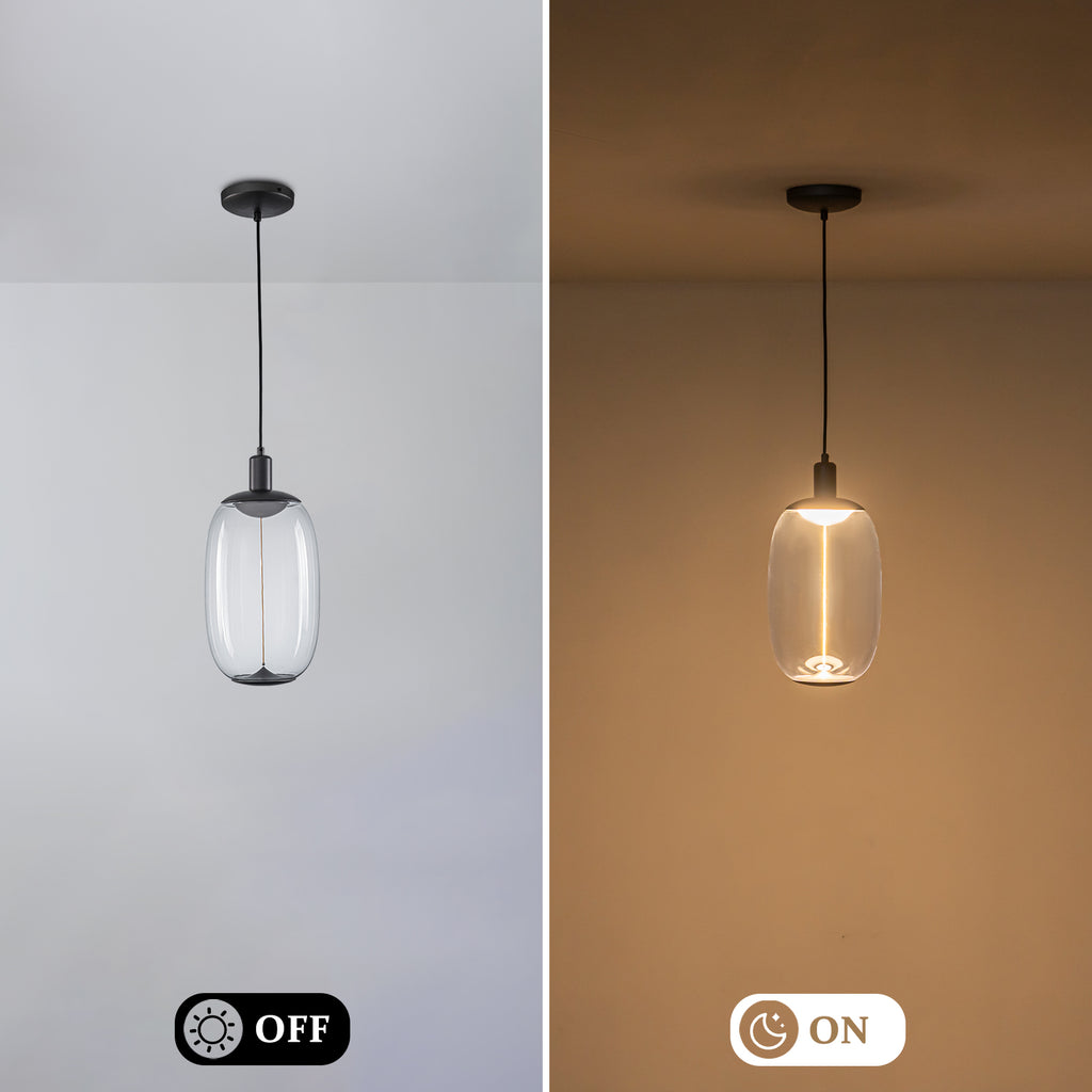 10-Watt 1-Light Modern Dimmable Integrated LED Pendant Light with Drum Shade for Kitchen Island