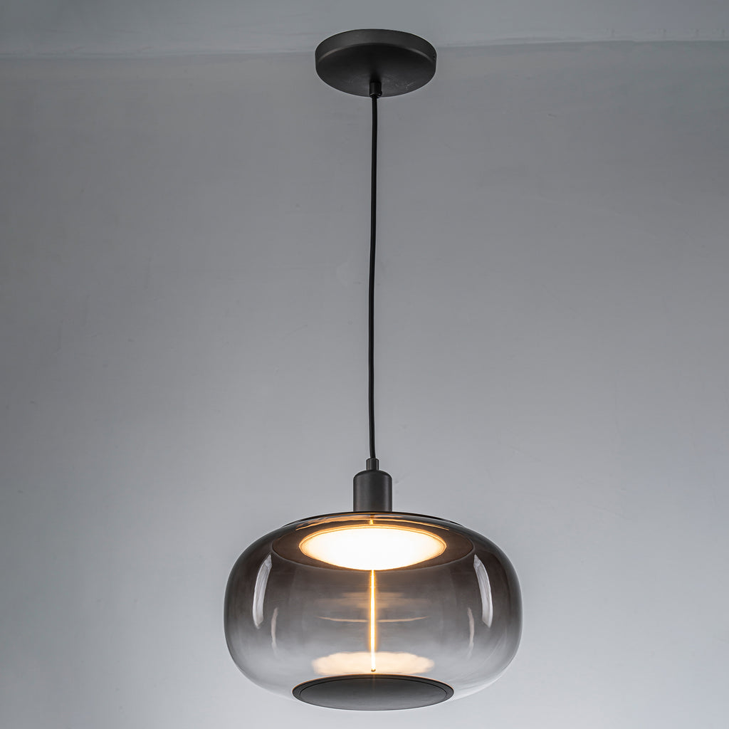 10-Watt 1-Light Modern Dimmable Integrated LED Pendant Light with Drum Shade for Kitchen Island