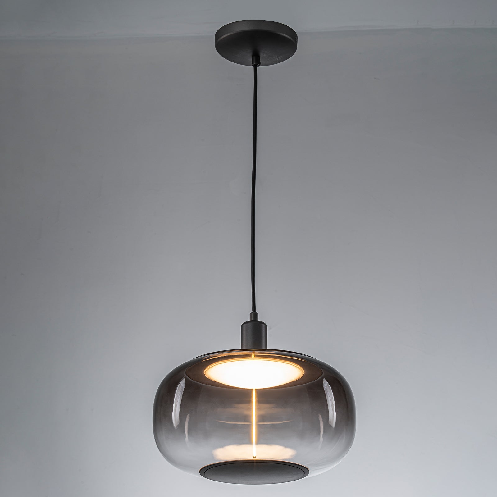 10-Watt 1-Light Modern Dimmable Integrated LED Pendant Light with Drum Shade for Kitchen Island