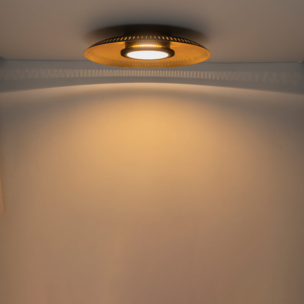 22.8 in. 1-Light Modern Industrial Black Dimmable LED Flush Mount Ceiling Light with Metal Dome Shade