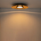 22.8 in. 1-Light Modern Industrial Black Dimmable LED Flush Mount Ceiling Light with Metal Dome Shade