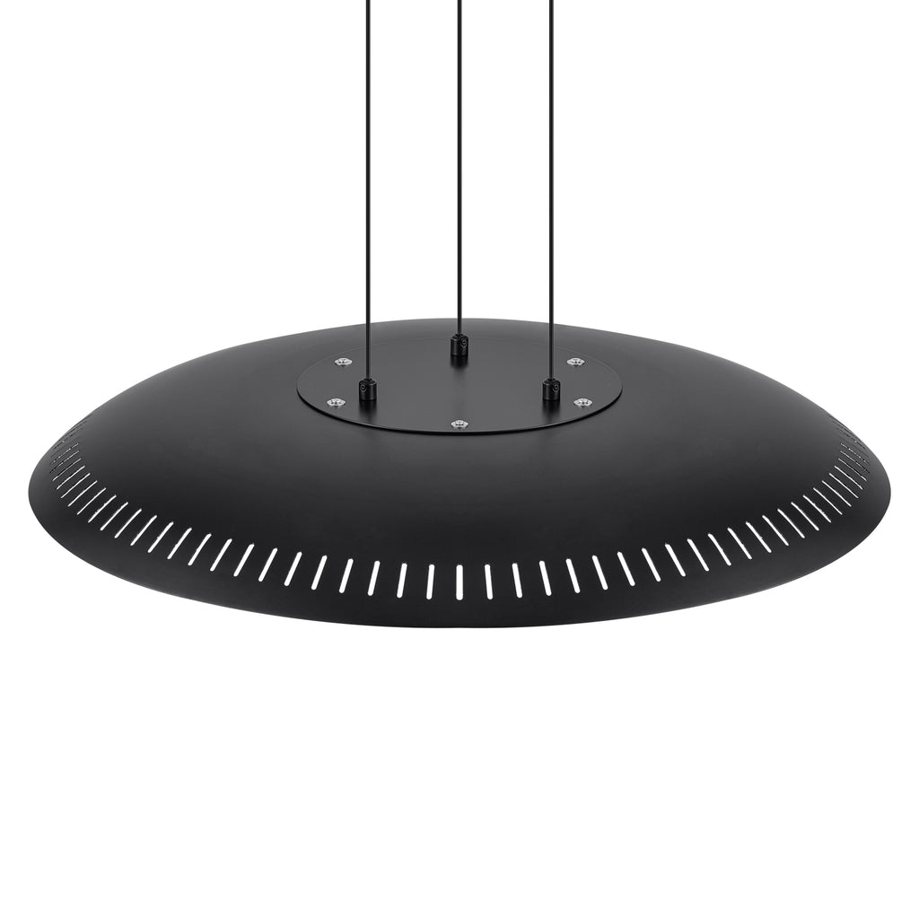 24-Watt 1 Light Modern Black Dome Dimmable LED Pendant Light Chandelier with Metal Shade for Dining Room, Kitchen Island